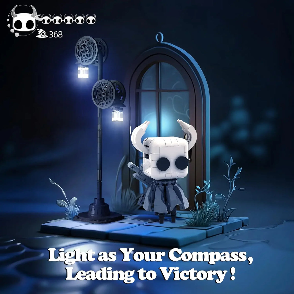 370PCS Hollowed Knight Building Blocks Ghost Set Street Lighting Model Bricks Desktop Ornaments Kids Educational DIY Toys Gifts