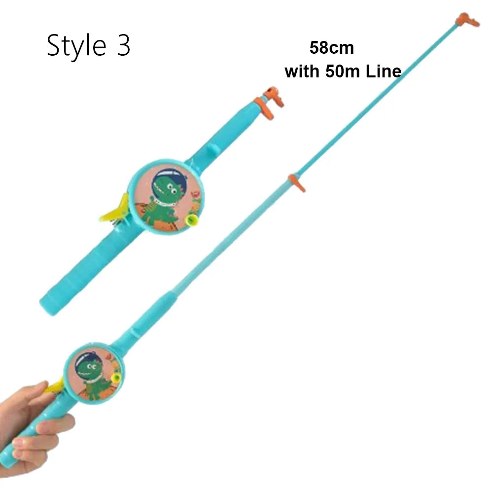 38cm/58cm/80cm Children Fishing Kites Rods Stretchable Diverse Styles Mini Kites Rods Cartoon with 50meters Line Fishing Rods