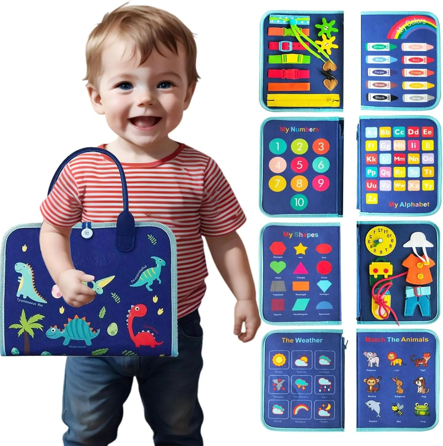 Busy Board Montessori Toys for Toddler Boy Birthday Gifts, Busy Book Sensory Toys for Toddlers Learning Educational