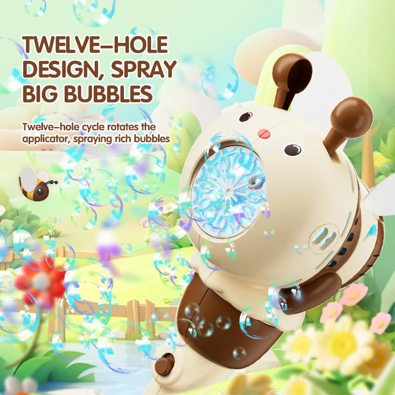 12 Hole Bee Electric Bubble Gun Children's Bubble Machine With Lights Soap Maker Blowing Outdoor Toys Wedding Party Game Gifts