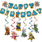 Paw Patrol Birthday Decoration Cartoon Puppy Paper Banner and 6 Hanging Swirls for Kids Boys Baby Shower Party Supplies Set