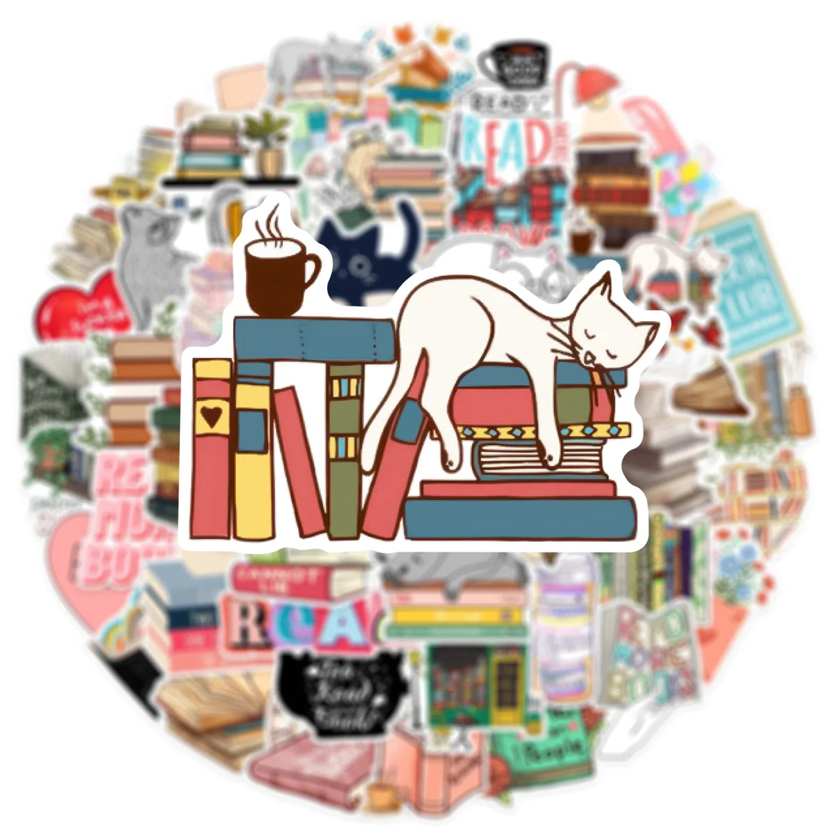 50PCS Diary Book Reading Stickers Aesthetic DIY Scrapbook Notebook Phone Laptop Guitar Luggage Stationery Graffiti Sticker Toy