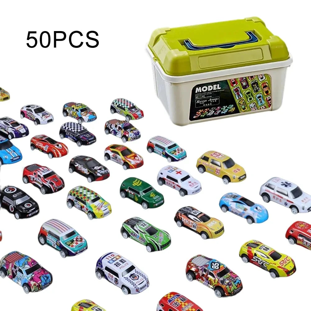 10/20/30/50/100pieces Diecast Car Mini Cars Model Set Toys for Boys Sliding Inertia Pull Back Vehicle Toy Birthday Gifts Kids