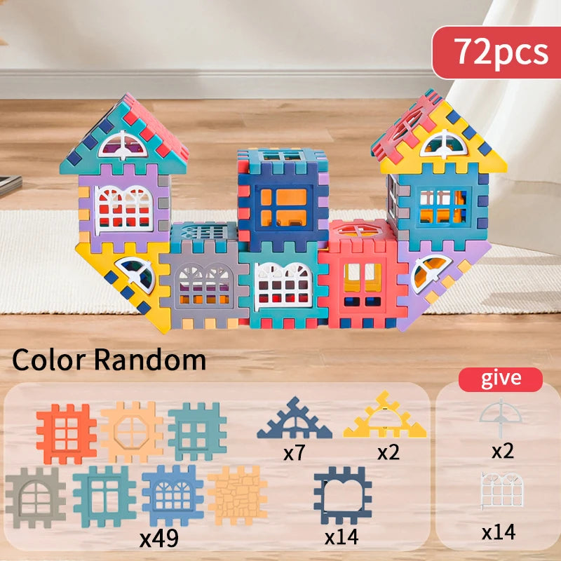 Large Scale House Building Block Simulation Window Design, Kindergarten Construction, creation of Boys and Girls Large House Bui