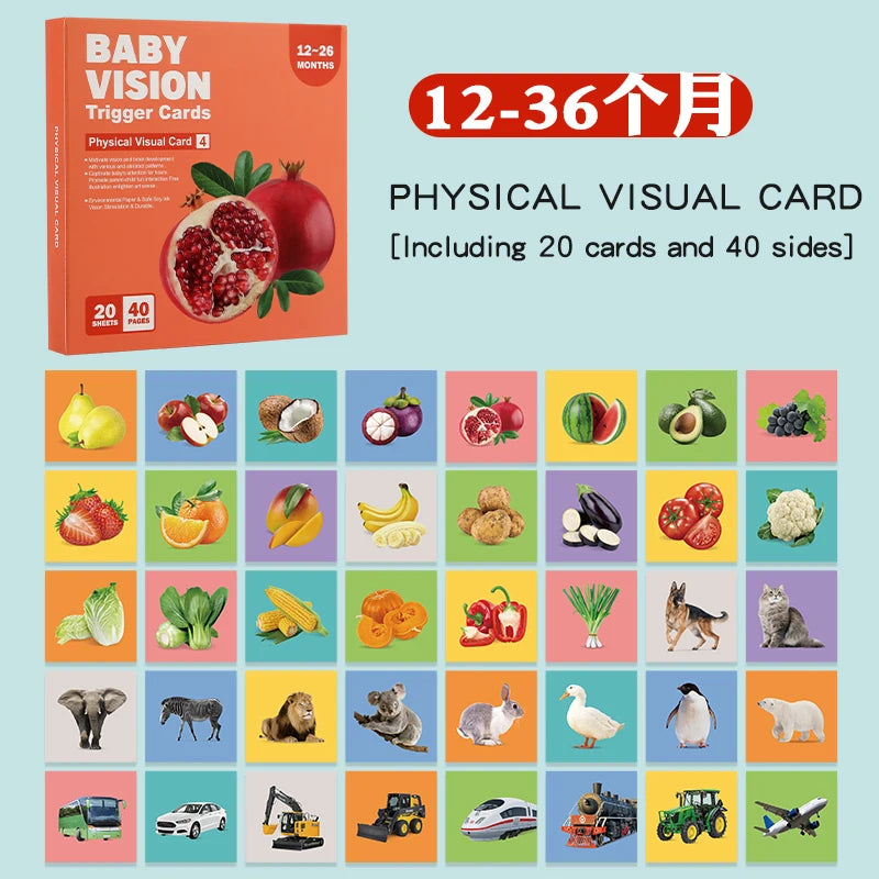 Montessori Baby Toys Black White Flash Cards High Contrast Visual Stimulation Cards Early Education Toys For Nerborns