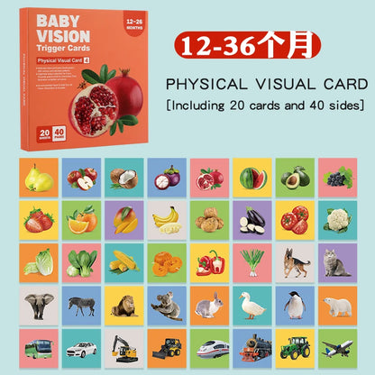 Montessori Baby Toys Black White Flash Cards High Contrast Visual Stimulation Cards Early Education Toys For Nerborns