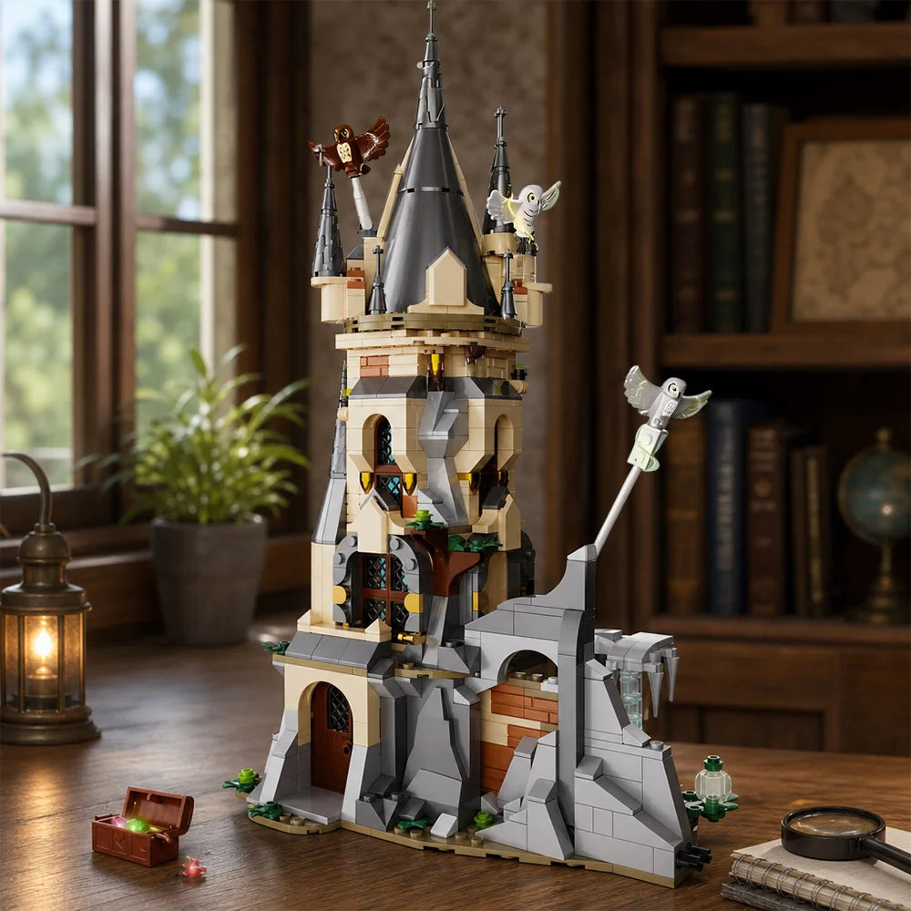 Magic Academy Owl Tower Building Blocks Set 635PCS, Premium Small ABS Bricks, Medieval Castle Model with Multi-layer Interior Scene & Owl Ornaments, DIY Assembly Toy, Desktop Decoration, Wonderful Holiday & Birthday Gift for