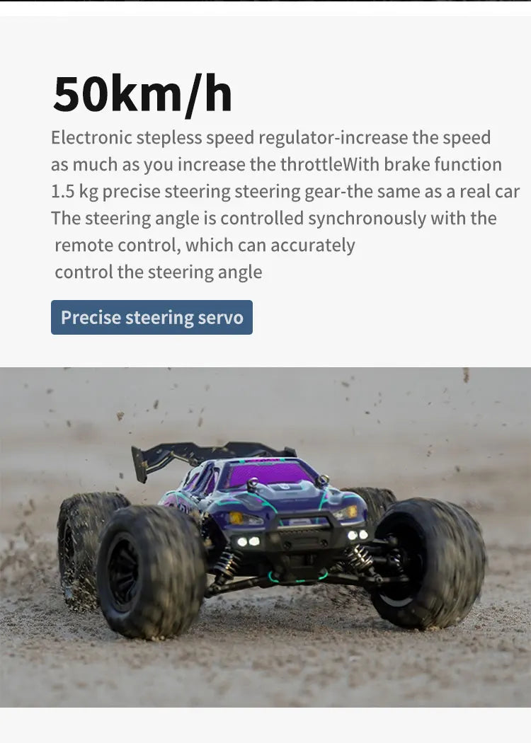 50KM/H RC Car With LED Lights 2.4G Radio Remote Control Cars Buggy Off-Road Control Trucks Boys Toy for Children VS WLtoy 144001
