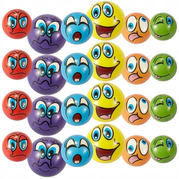 12Pcs Funny Sponge Pressure Expression Soft Ball Squeeze Funny Expression PU Foam Soothing Toy Wrist Action Sport Toy Ball