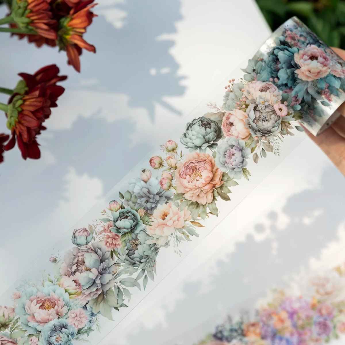 200cm/Roll PET Tape Flowers Four Seasons Series Plant Landscaping Handbook DIY Material Loop Sticker