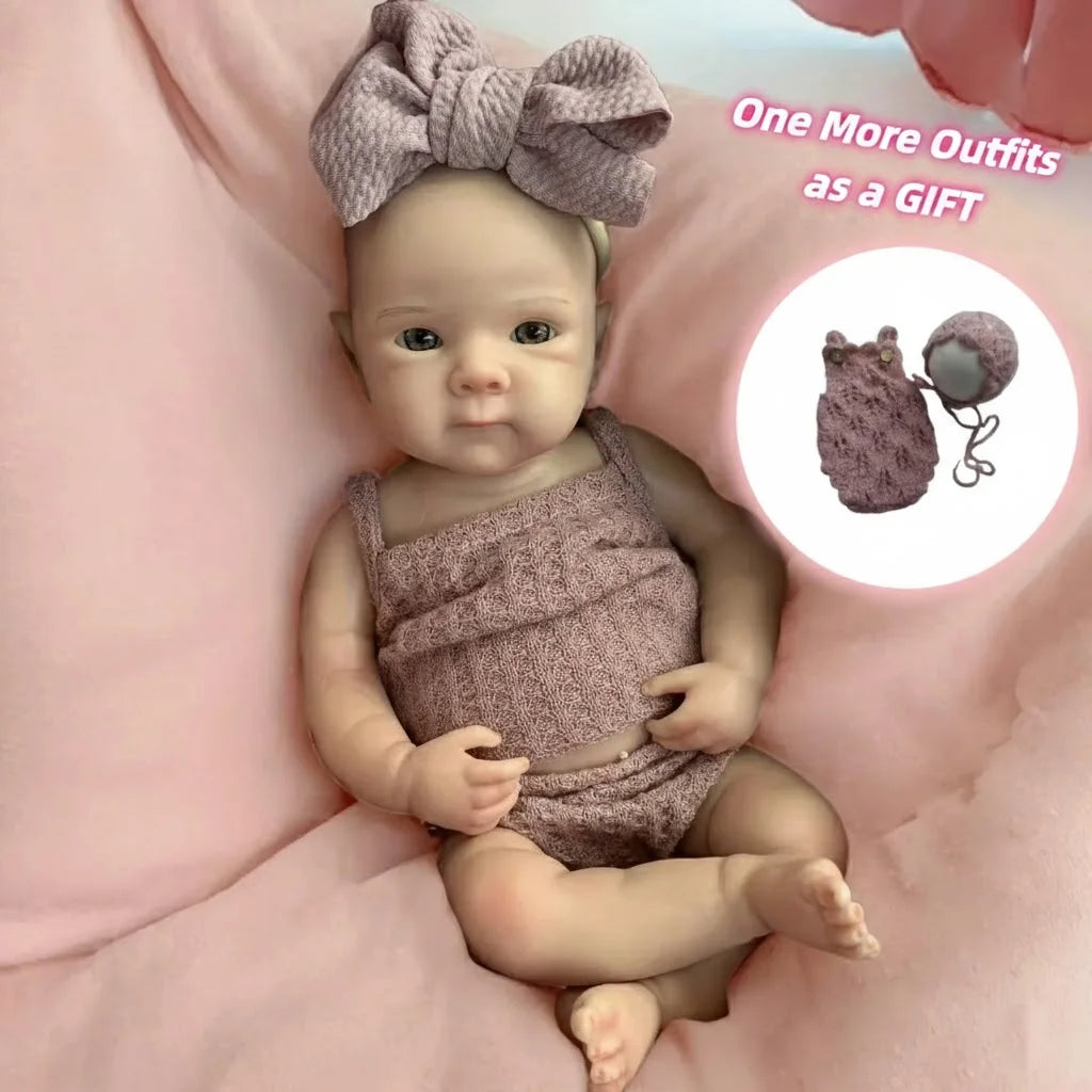 13Inch Waterproof Bettie Reborn Silicone Doll With 2 Sets Outfits Handmade Paint Skin Soft Touch Silicone Doll