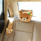 Kawaii Rilakkuma Car Seat Belt Cover Soft Plush Bear Seat Belt Shoulder Pad Japanese Style Cute Car Accessory for Girls Women