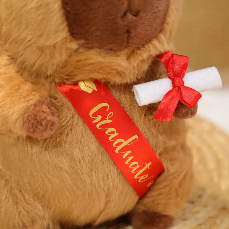 25CM Cute Cartoon Graduate Capybara Plush Toy Soft Stuffed Graduation Season Gift Lovely Capybara Doll Party Decor