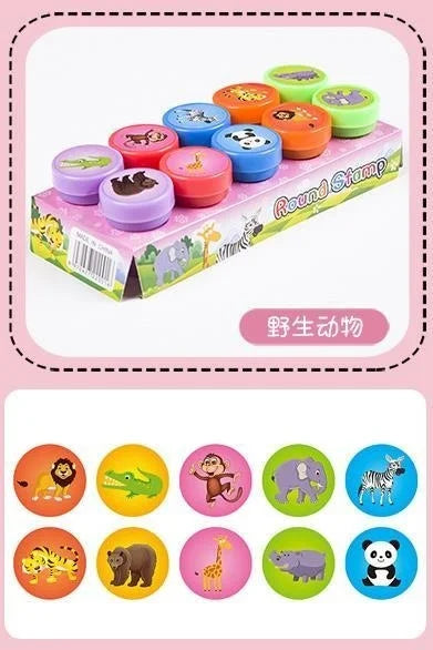 10pcs Assorted Stamps for Self-ink Stamps Toy Stamps Smiley Face Seal Scrapbooking DIY Painting Photo Album Decoration