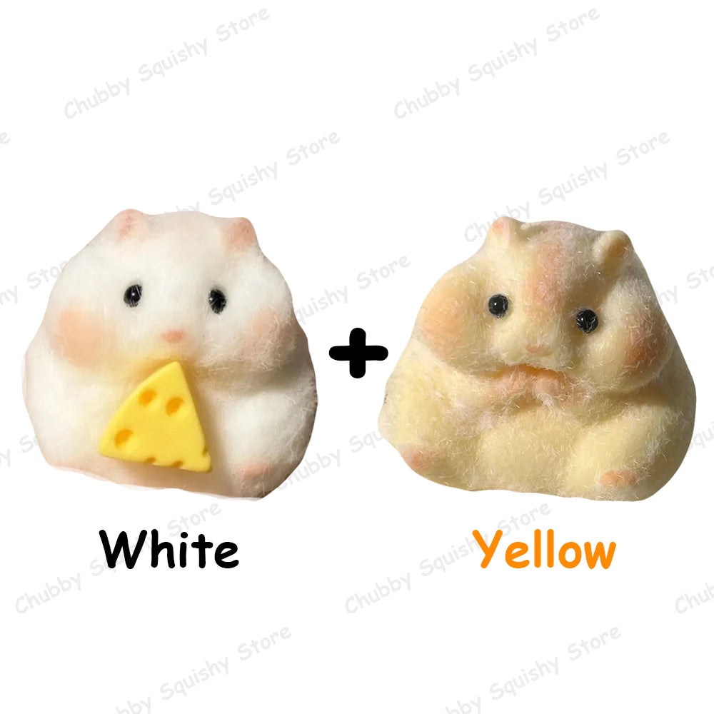 Hamster Taba Squishy Silicone Fuzzy Cute Hamster Animal Squishy Toy Mochi Toy Tabby Anti Stress Release Hand Relax Gift