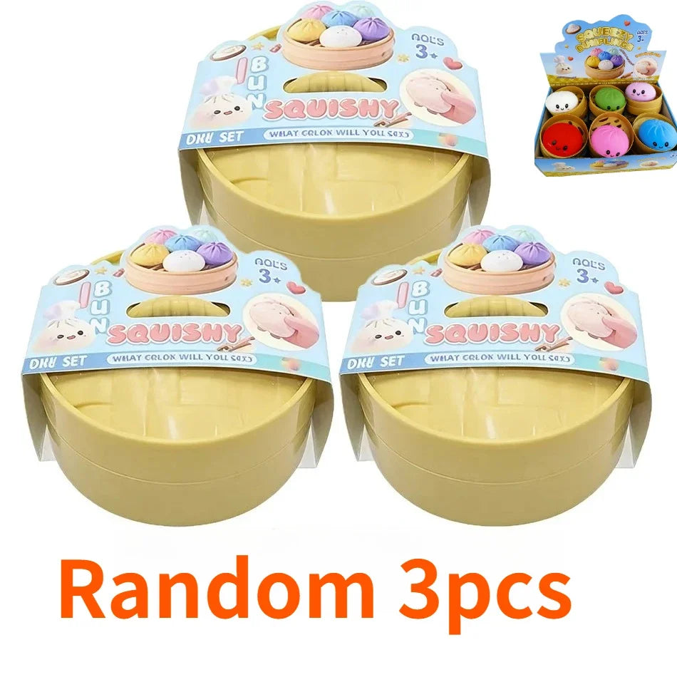 Colorful Dumpling Squishes Stress Balls Cha Siu Bao Slow Rebound Decompression Toys Feel Good Squishy Stress Relief Gifts 10cm