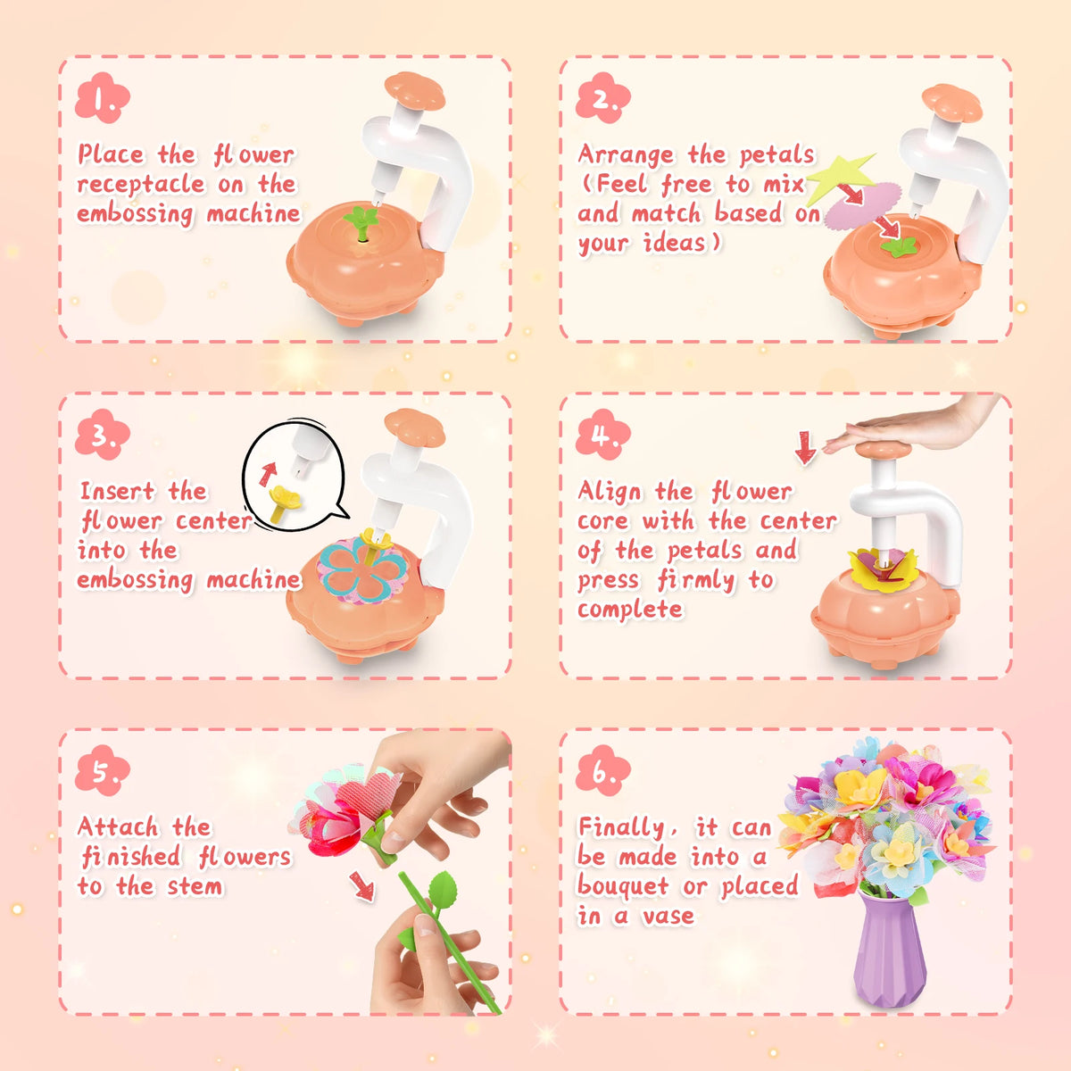 DIY Rose and Butterfly Flowers vase Fabric Flower Bouquet Craft Kit Handmade Girls Toy Birthday Gift Playset decoration