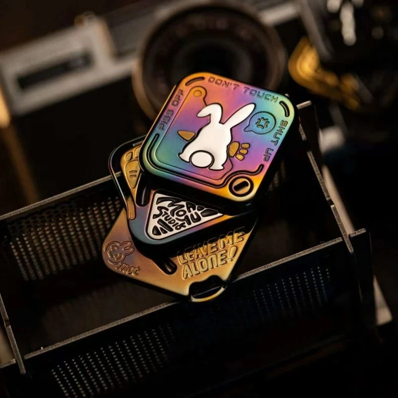 SNAP Grumpy Rabbit Fidget Spinner Tuning Fork Three Layers Magnetic Side Push Slider Metal Decompression Fingertip EDC Toy