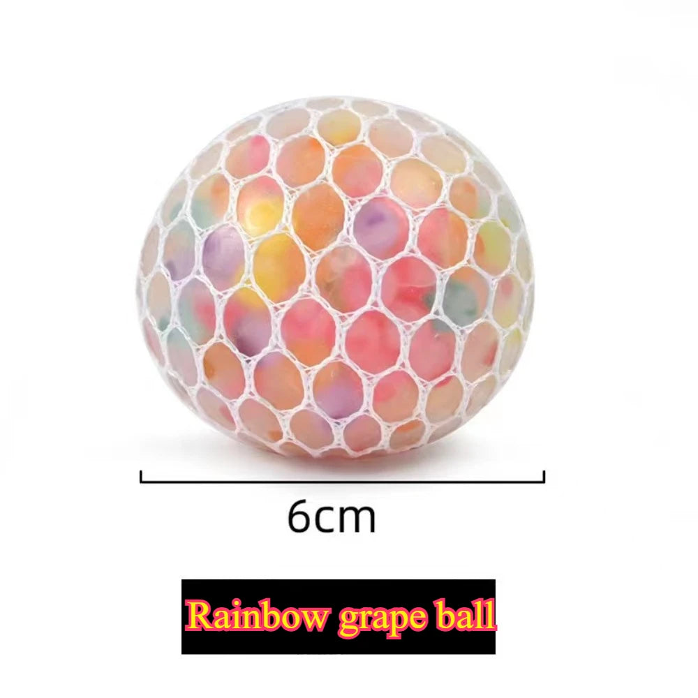 1‑Pack Creative Breathable Grape Stress Ball, 3‑Color Beads Filled Squeeze Fidget Toy for Adult Anxiety and Stress Relief