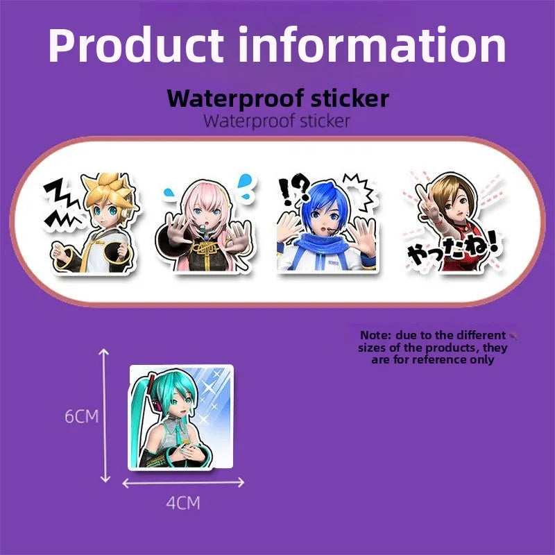 Hatsune Miku Cartoon Cute 80pcs Stickers Kawaii Anime DIY Q-Version Waterproof Decorative Stickers Anime Merchandise Wholesale
