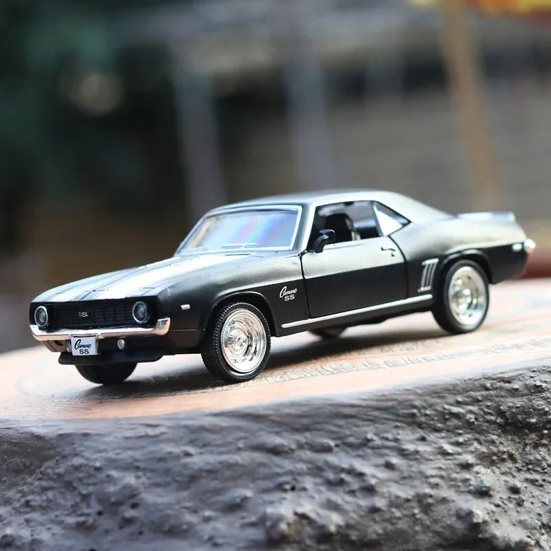 1:36 USA 1969 Alloy Car Model Vintage Matte Black Diecast Metal Car Model Toy For Collection Gift A318