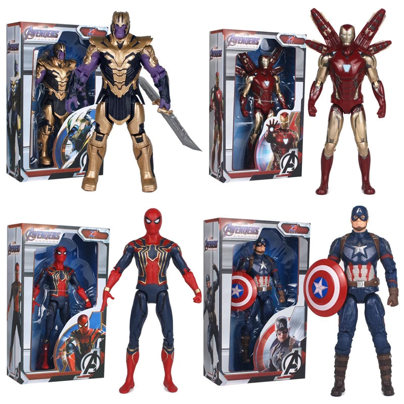 8pcs 18CM Avengers Collection Iron Man Spider Man Thanos Spider Captain Thor Hulk Transfiguration Action Decoration Toy Gift