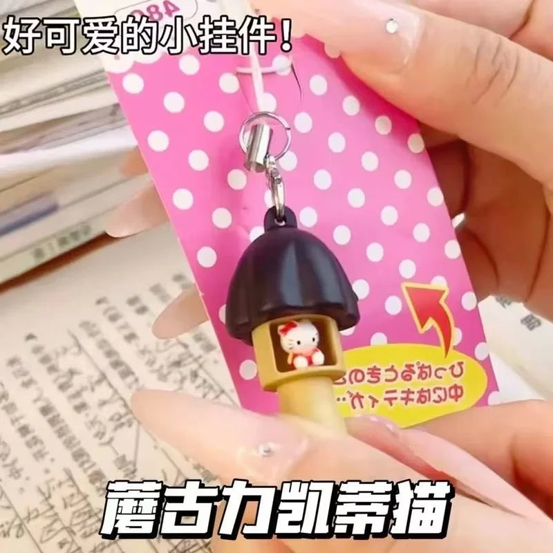 Hot Japanese Charms Resin Chocolate Mushroom Hello Kitty Keychains Bag Pendant Kawaii Cute Vintage Toys A Holiday Gift For Girls