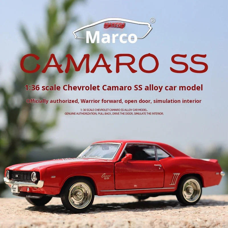 1:36 USA 1969 Alloy Car Model Vintage Matte Black Diecast Metal Car Model Toy For Collection Gift A318