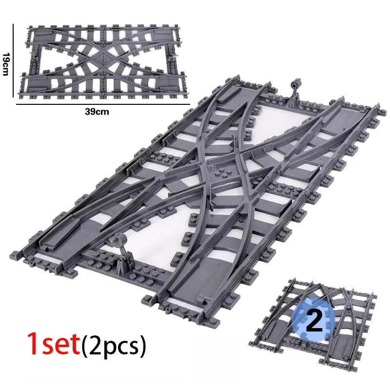 City Train Station Platform Traffic Light Cave Flyover Tracks Straight Curved Rails Building Block Bricks Technican Creative Toy