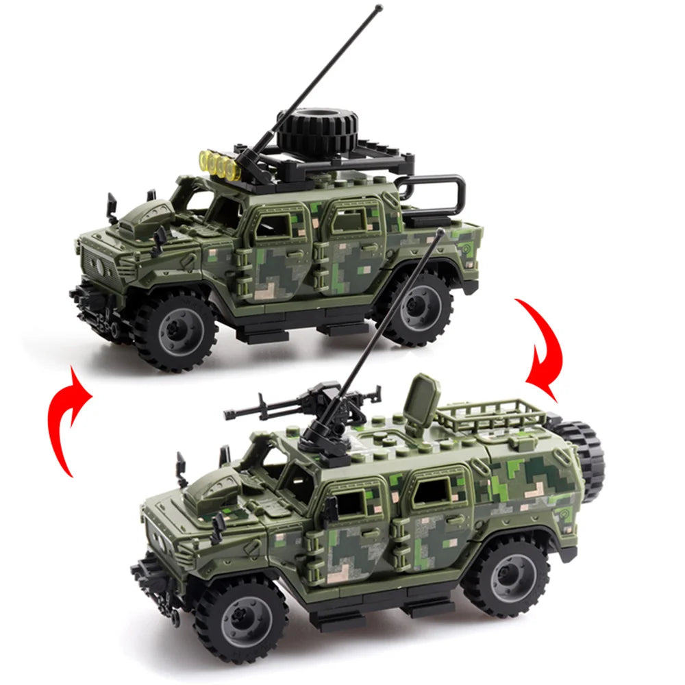 World War Army Military Soldiers Police SWAT Armored Vehicle Model Building Blocks Bricks Children's Toys Gift ﻿