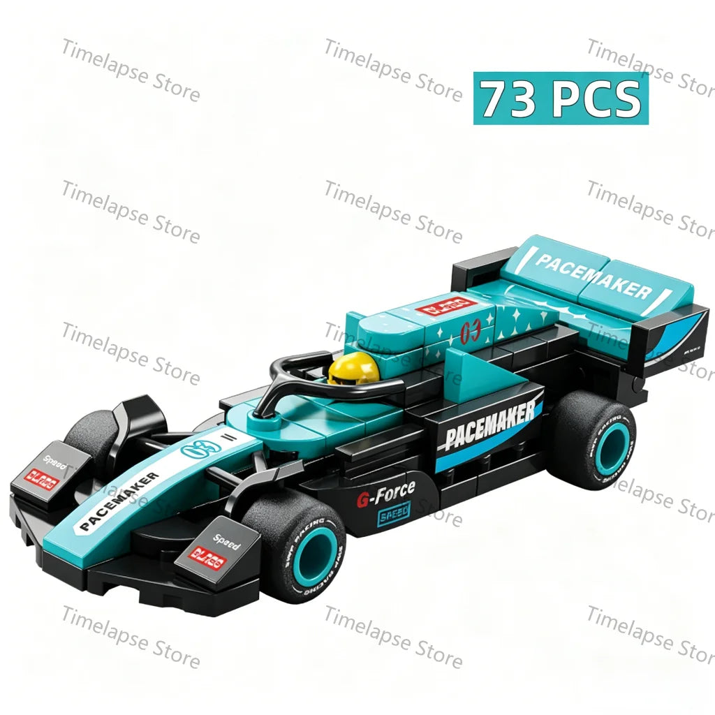 NEW DIY Four Grid Formula Racers Racing Car Pull Back Speed Vehicle Building Blocks Kit Boys Bricks Movie Model  Toy City Ideas