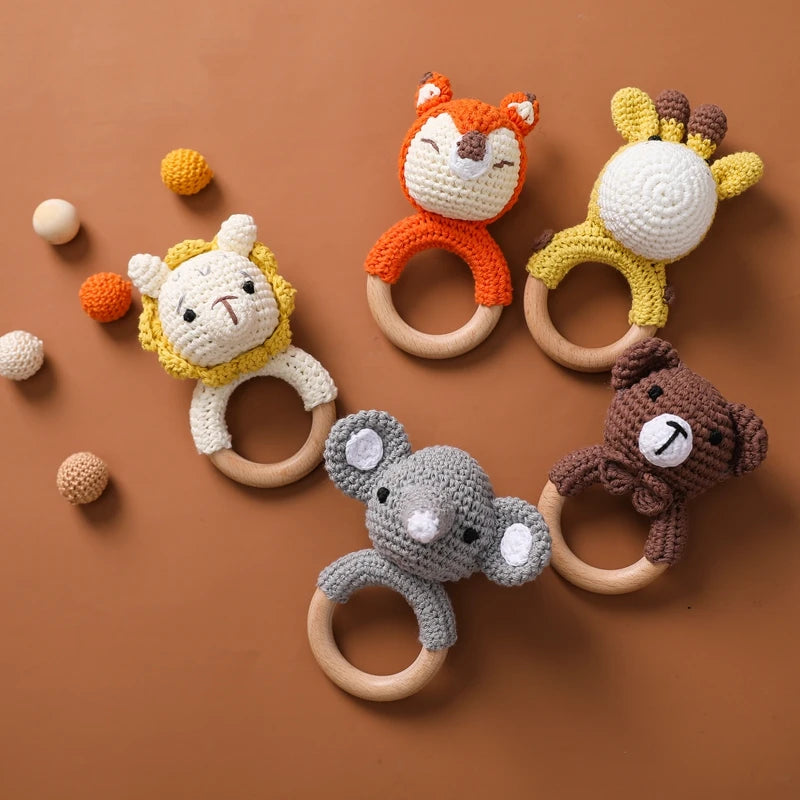 Baby Toys Crochet Animal Rattle Cartoon Music Rattle Toys for Baby Kawaii Teether Rattle Baby Toy 0 12 Months Montessori Toys