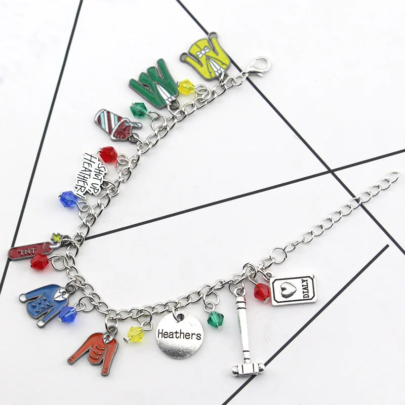 Heathers Broadway Musicals Themed Bracelet for Women Men Multicharm Metal Charm Bracelet Music Enthusiasts Gifts