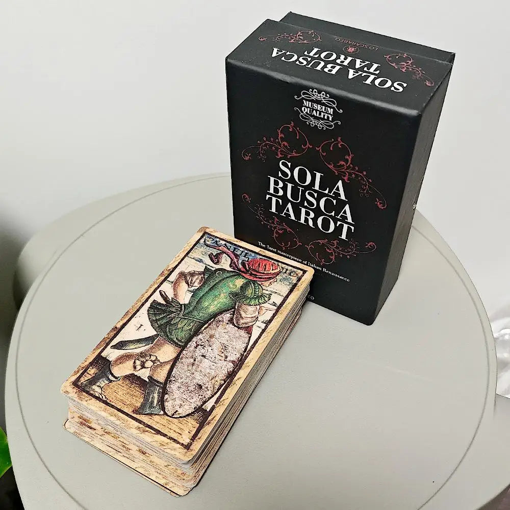 Sola Busca Tarot Deck 12*7cm In Rigid Box 78 Pcs Vintage Tarot Cards Printed on 350GSM Double-embossed Cardstock
