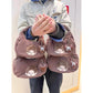 Monchhichi Cute Hobo Bag Soft Puffer Handbag Kawaii Embroidery Underarm Bag with Heart Pendant Casual Daily Tote Bag