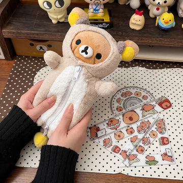 Kawaii Rilakkuma Otter Plush Pencil Case Cute Cartoon Stationery Storage Bag Large Capacity Pouch For Kawaii Cosmetic Bag Gift