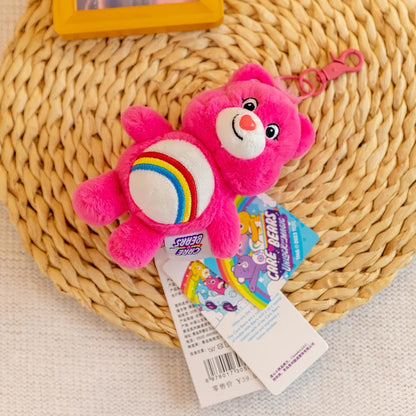 Care Bears Plush Keychain Carebears Rainbow Bear Squeak Voice Cute Stuffed Toys Doll Backpack SchoolBag Decor Keyring Girl Gifts
