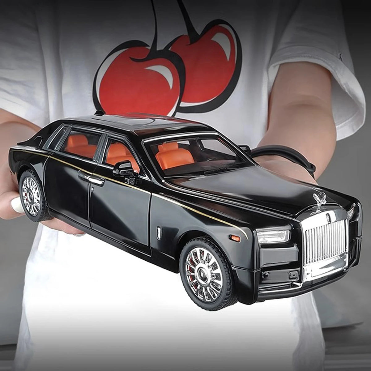 1:18 Rolls-Royce Phantom Model Car, Zinc Alloy Pull Back Toy Diecast Car with Sound and Light, Realistic Modeling Model Toy