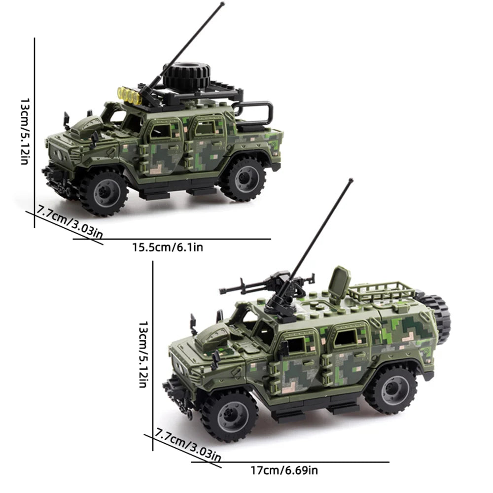 World War Army Military Soldiers Police SWAT Armored Vehicle Model Building Blocks Bricks Children's Toys Gift ﻿