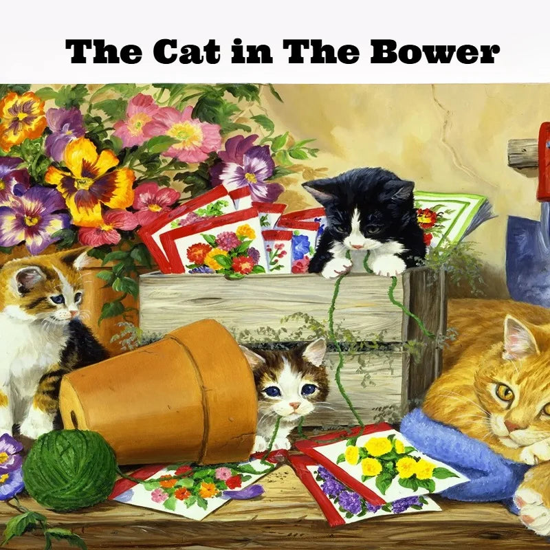 46*28cm 500 Pieces Jigsaw Puzzle for Adults Painting The Cat in The Bower Paper Puzzles Home Decor Wall Display Festival Gift