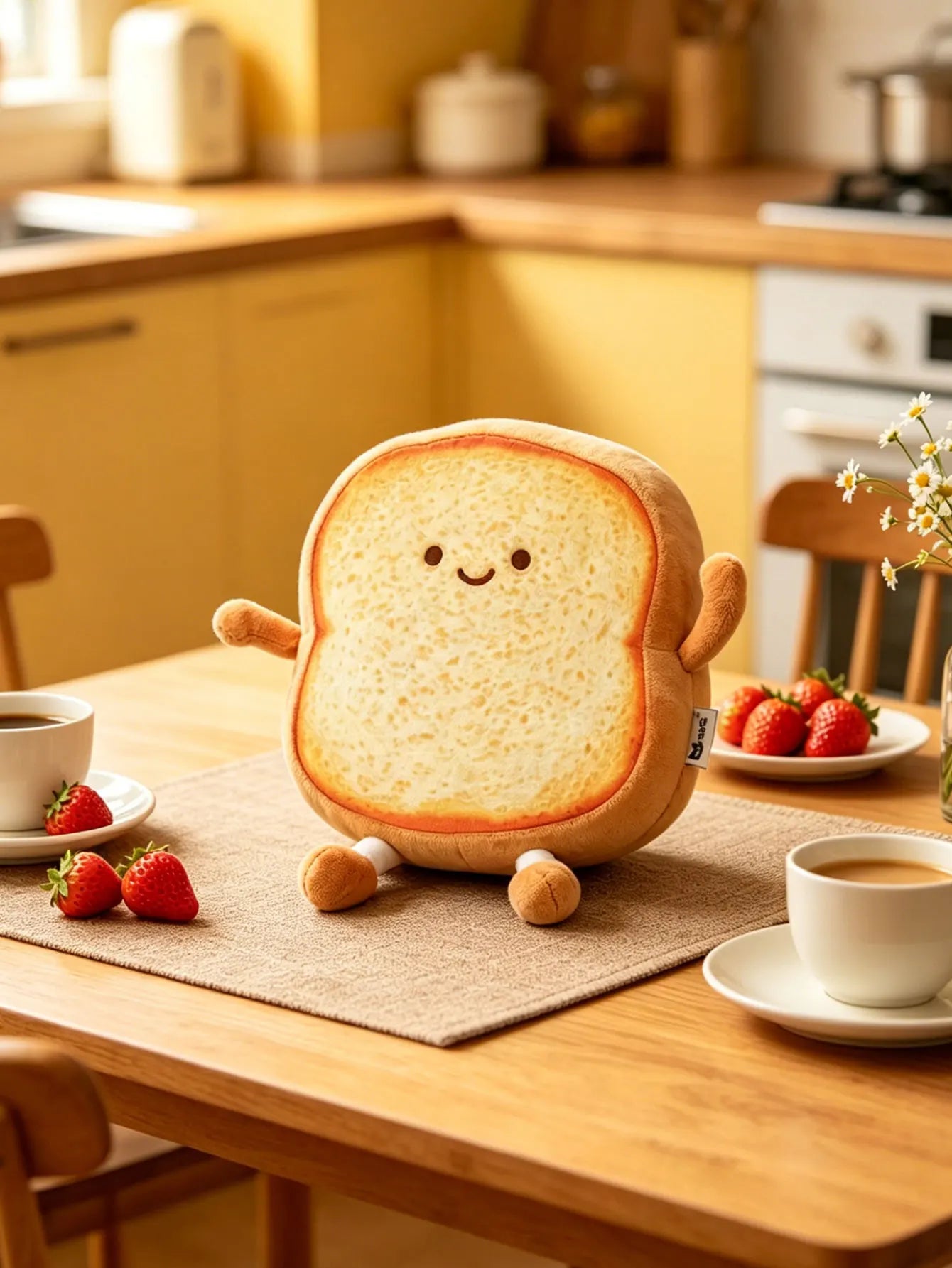 22CM Yellow Toast Bread Plush Pillow, Soft Food Style Plush Toy, Cute Home & Sofa Decor, Perfect Holiday Gift for All Occasions