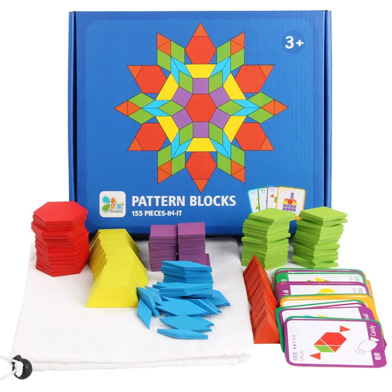 155 Pcs Shape Creative Wooden Puzzle Children's Puzzle Early Education Tangram Toys