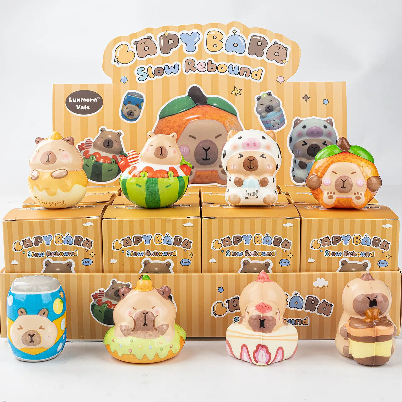 12pcs/Set Simulation Food Squishy Hamburger Fries Capybara Axolotl Squeeze Toy Stress Relief Decompression Toys
