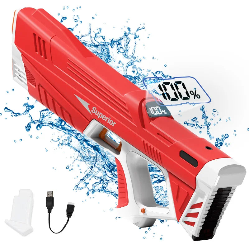 Battery Level Display Children Electric Water Gun Automatic Water Absorption Squirt Guns Summer Outdoor Pool Games Toys for Kids