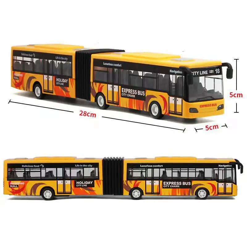 Double Section City Bus Toy Simulation Pull Back Vehicle Model  Play Car Multiple Color Options For  Collection