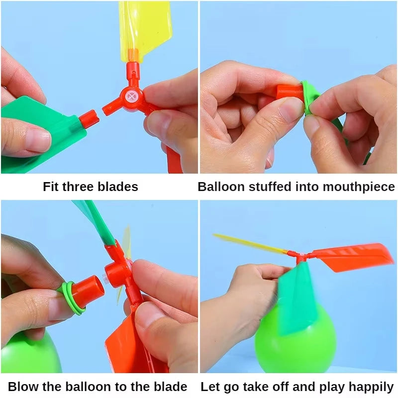 1-10PCS Propeller Balloon Helicopter Toys Children's DIY Balloon with Whistle Outdoor Flying Balloon Birthday Party Decoration