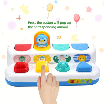 Montessori Baby Pop Up Animals Toy Interactive Sensory Toys for Toddlers Developmental Educational Toy for Boys Girls 6-12 Month