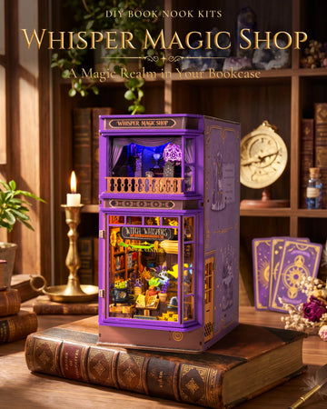 Rolife DIY Book Nook Kit 3D Puzzle Whisper Magic Shop Wooden Bookends with LED Light for Bookshelf Decor Brain Teasers Jigsaw Toys Holiday Gift for Adults