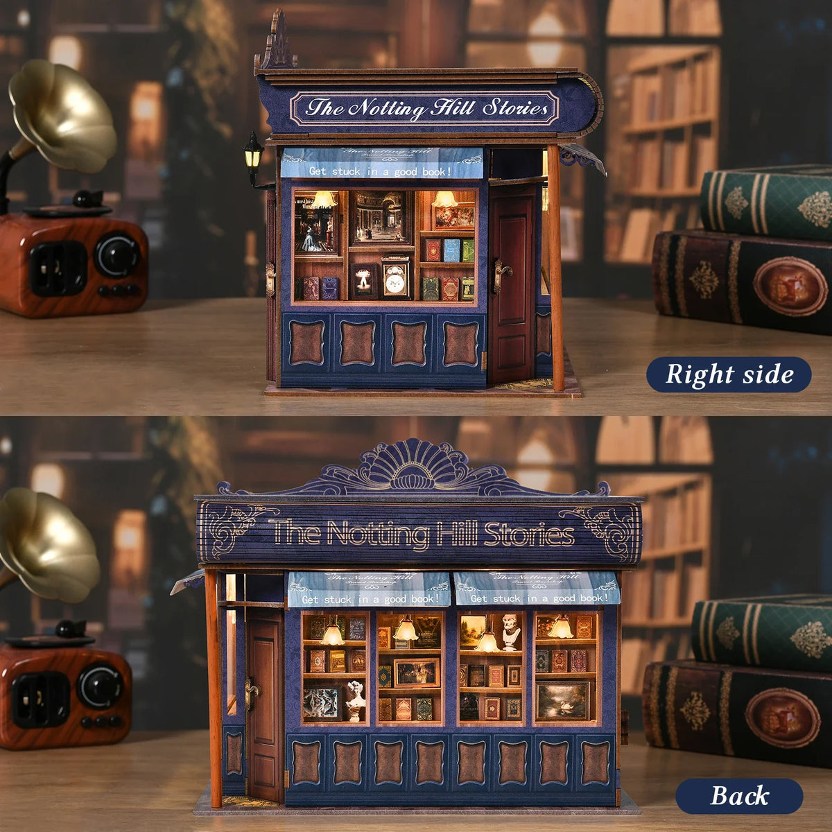 Notting Hill Book Nook 3D Wooden Puzzle DIY Love Bookstore Handmade Bookshelf Dollhouse Model Decorative Bookend Building Ki