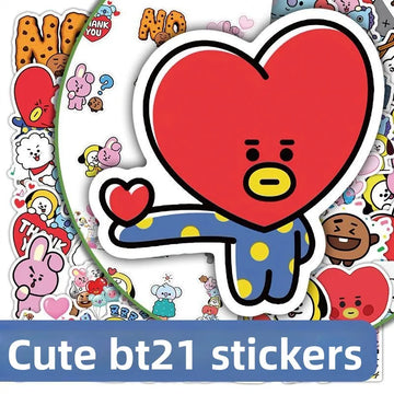 BT21 cartoon cute 50pcs stickers kawaii for boys and girls fans support merchandise DIY decoration anime merchandise wholesale